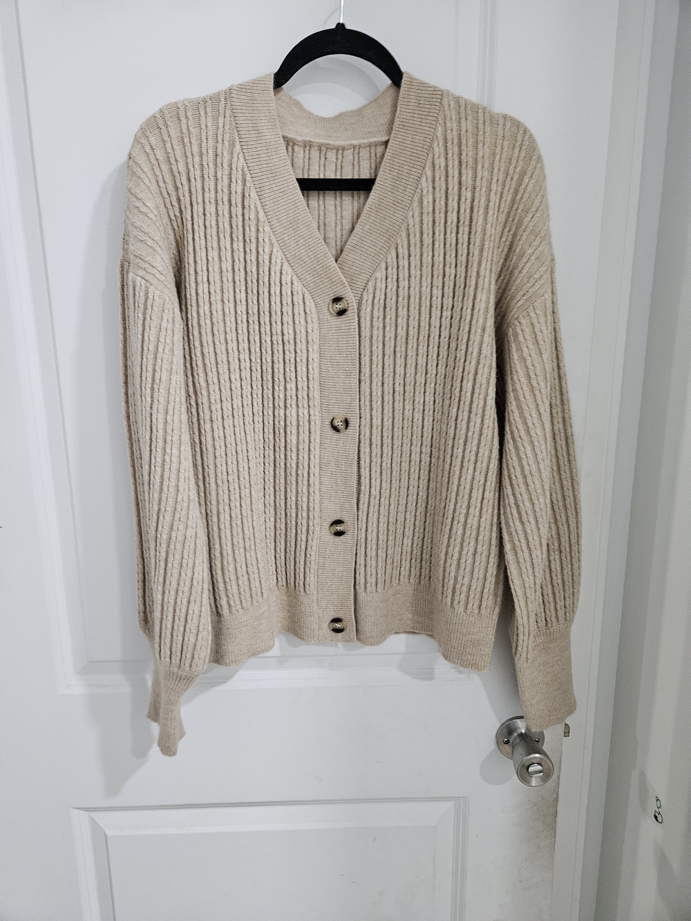 SHEIN Beige Ribbed Knit Maxi Skirt & Cardigan Set - Picture 3 of 3
